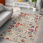 Newspaper Pattern Print Sillvela Area Rug