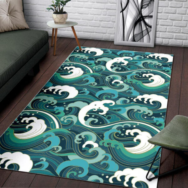 Ocean Wave Pattern Print Sillvela Area Rug