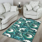 Ocean Wave Pattern Print Sillvela Area Rug