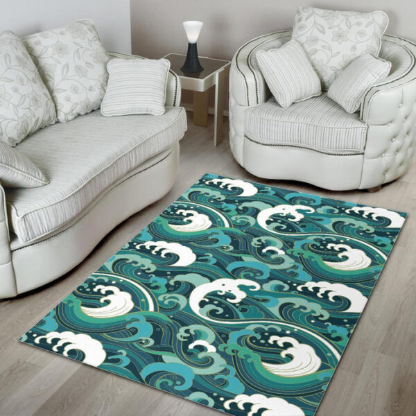 Ocean Wave Pattern Print Sillvela Area Rug
