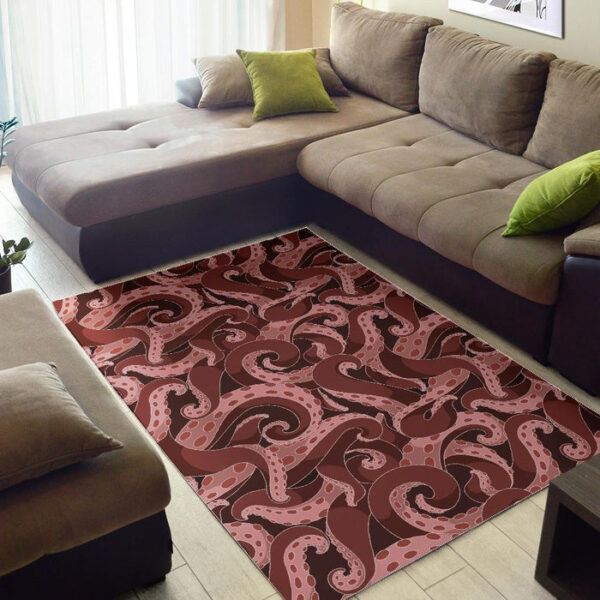 Octopus Squid Tentacle Pattern Print Sillvela Area Rug