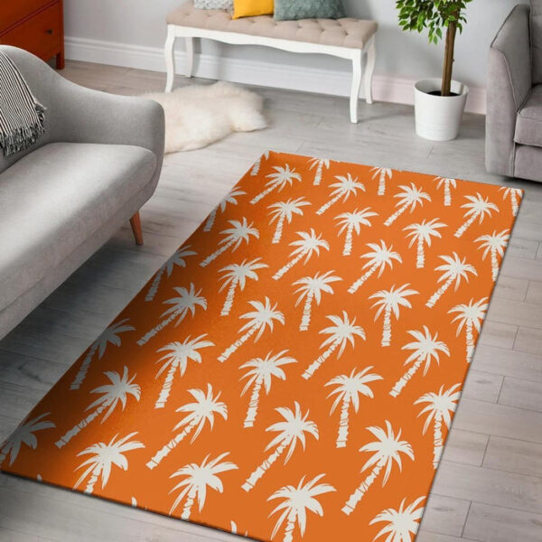 Orange Hawaiian Palm Tree Print Sillvela Area Rug