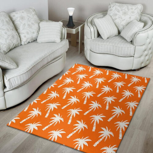 Orange Hawaiian Palm Tree Print Sillvela Area Rug