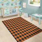Orange Plaid Sillvela Area Rug