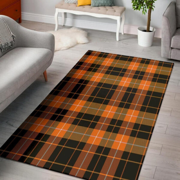 Orange Plaid Tartan Sillvela Area Rug