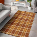 Orange Plaid Tartan Print Sillvela Area Rug