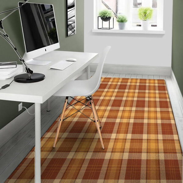 Orange Plaid Tartan Print Sillvela Area Rug