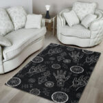Pagan Wiccan Witch Pattern Print Sillvela Area Rug