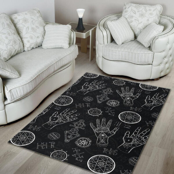 Pagan Wiccan Witch Pattern Print Sillvela Area Rug