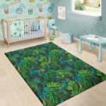 Palm Leaf Tropical Print Sillvela Area Rug
