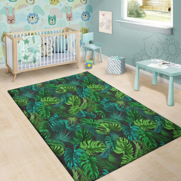Palm Leaf Tropical Print Sillvela Area Rug
