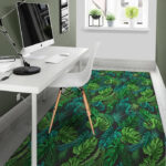 Palm Leaf Tropical Print Sillvela Area Rug