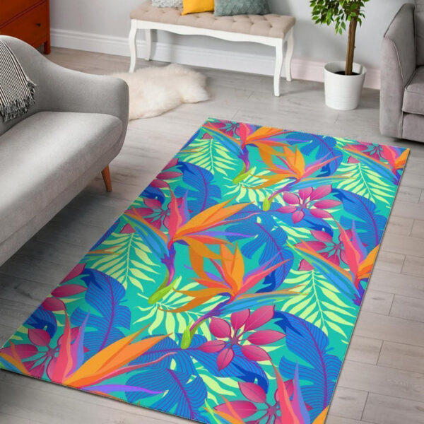 Palm Leaves Floral Tropical Hawaiian Pattern Print Sillvela Area Rug
