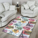 Paris France Print Pattern Sillvela Area Rug