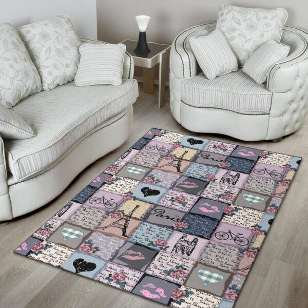 Paris Pattern Print Sillvela Area Rug