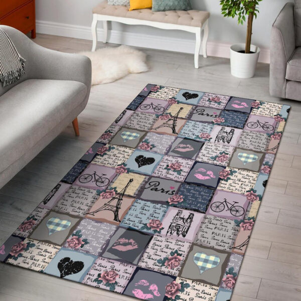 Paris Pattern Print Sillvela Area Rug