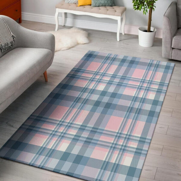 Pastel Blue And Pink Plaid Tartan Sillvela Area Rug