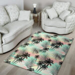 Pastel Palm Tree Hawaiian Print Sillvela Area Rug