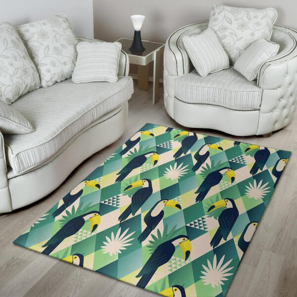 Patchwork Tropical Toucan Print Sillvela Area Rug