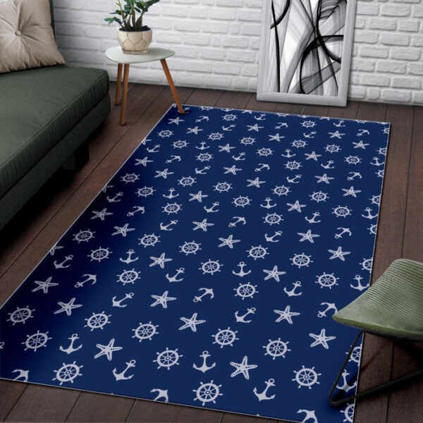 Pattern Print Anchor Nautical Sillvela Area Rug