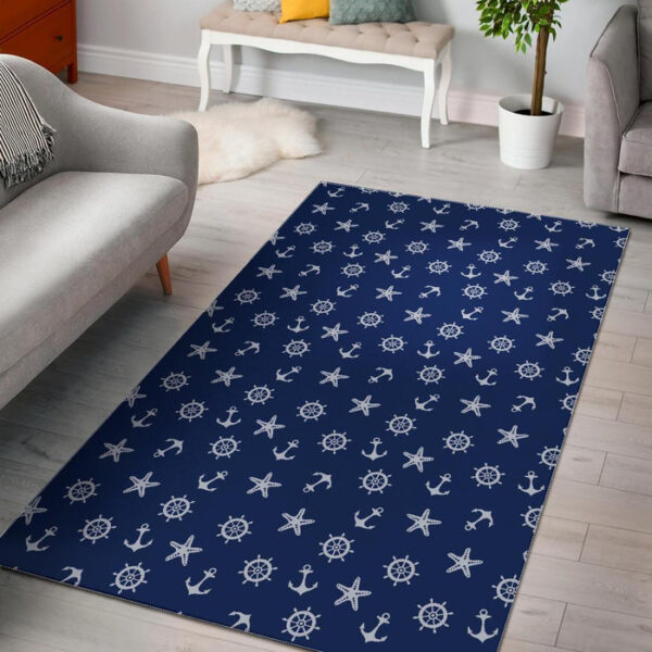 Pattern Print Anchor Nautical Sillvela Area Rug