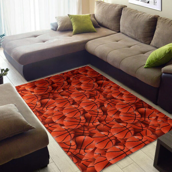 Pattern Print Basketball Sillvela Area Rug