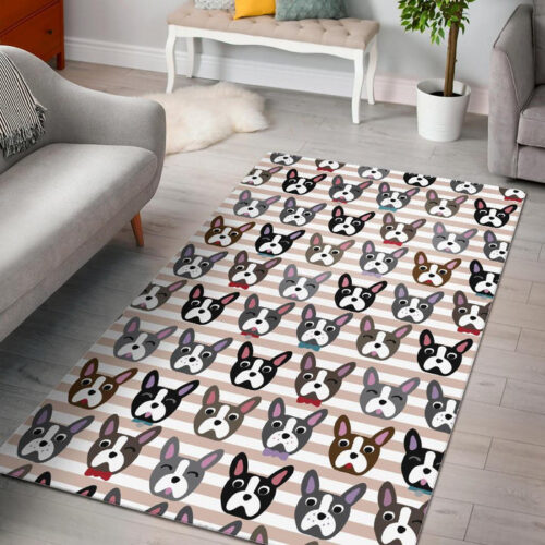 Pattern Print Boston Terrier Sillvela Area Rug