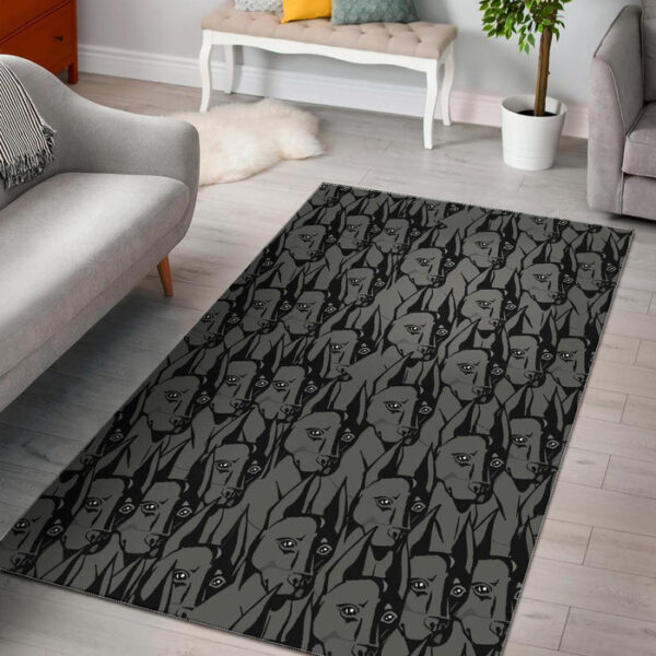 Pattern Print Dog Doberman Sillvela Area Rug