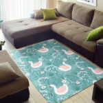 Pattern Print Floral Swan Sillvela Area Rug