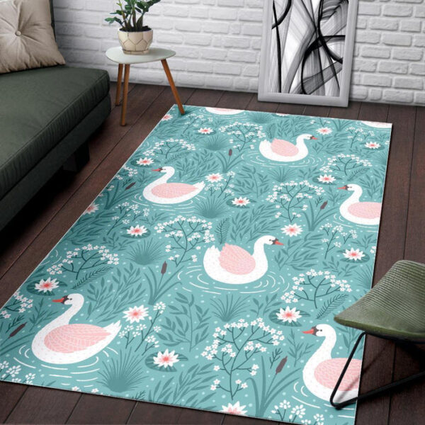 Pattern Print Floral Swan Sillvela Area Rug