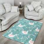 Pattern Print Floral Swan Sillvela Area Rug