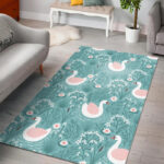 Pattern Print Floral Swan Sillvela Area Rug