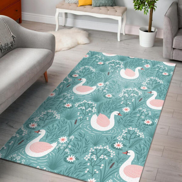 Pattern Print Floral Swan Sillvela Area Rug