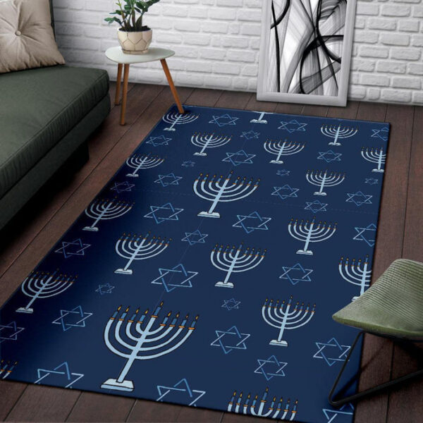 Pattern Print Hanukkah Sillvela Area Rug