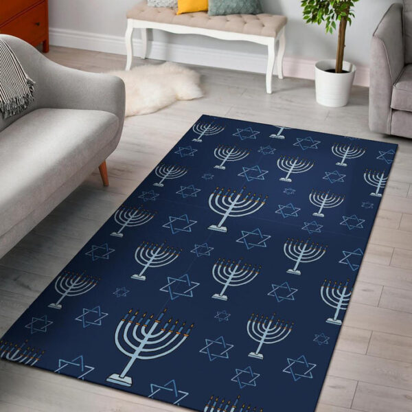 Pattern Print Hanukkah Sillvela Area Rug