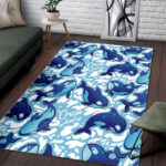 Pattern Print Killer Whale Orca Sillvela Area Rug