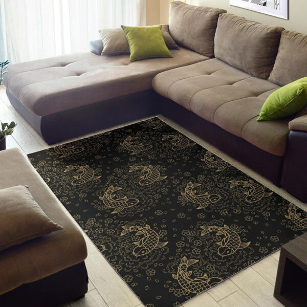 Pattern Print Koi Fish Sillvela Area Rug