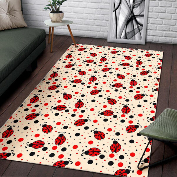 Pattern Print Ladybug Sillvela Area Rug
