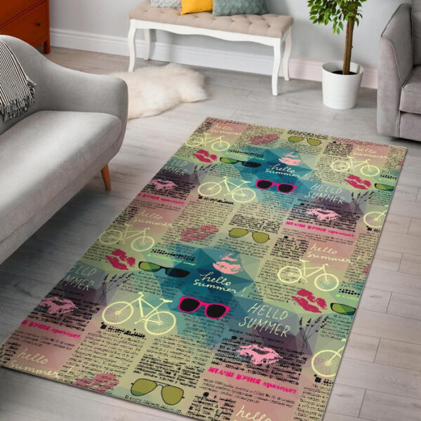 Pattern Print Newspaper Sillvela Area Rug