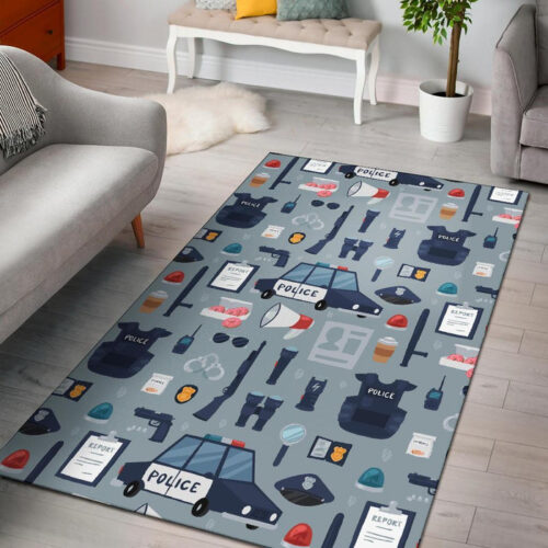 Pattern Print Police Sillvela Area Rug