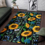 Pattern Print Sunflower Cartoon Sillvela Area Rug