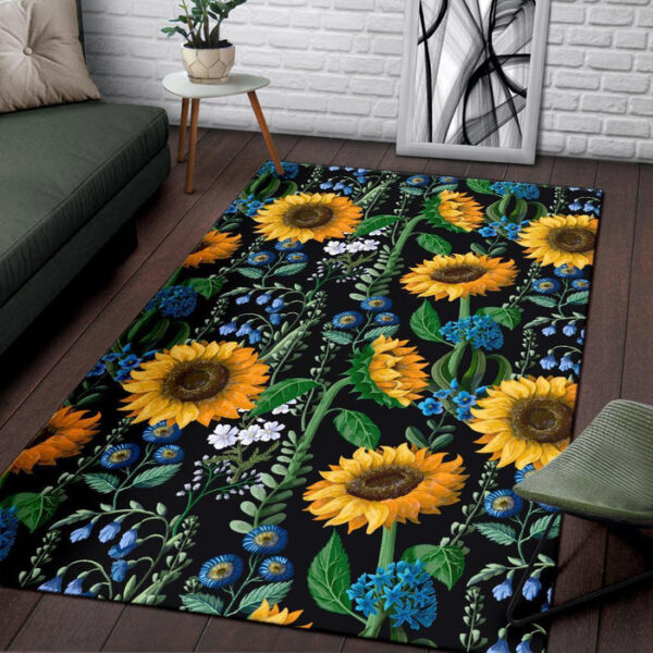 Pattern Print Sunflower Cartoon Sillvela Area Rug