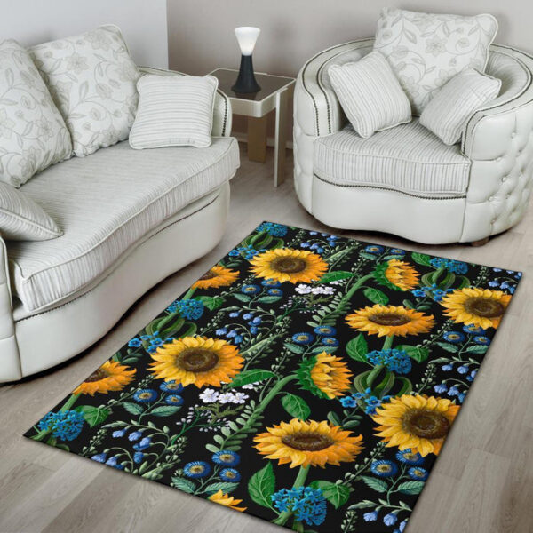Pattern Print Sunflower Cartoon Sillvela Area Rug