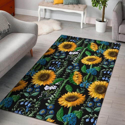 Pattern Print Sunflower Cartoon Sillvela Area Rug