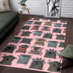 Pattern Print Typewriter Sillvela Area Rug
