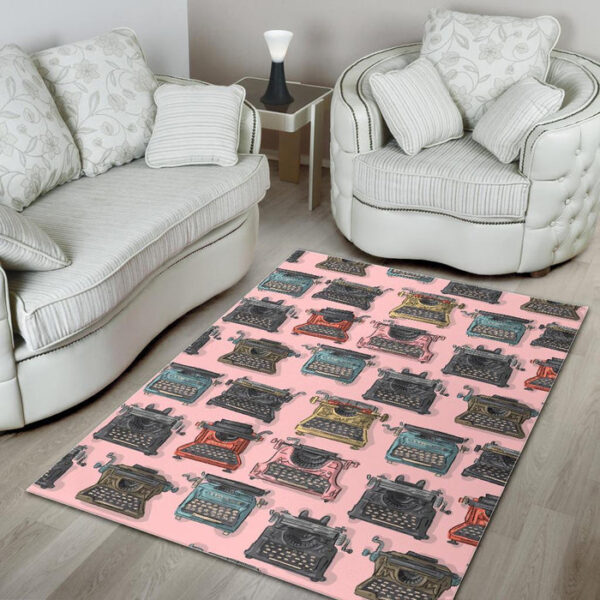 Pattern Print Typewriter Sillvela Area Rug