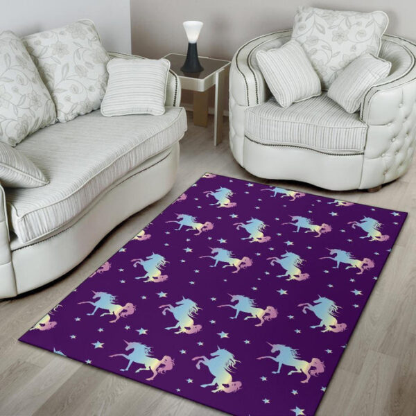 Pattern Print Unicorn Sillvela Area Rug