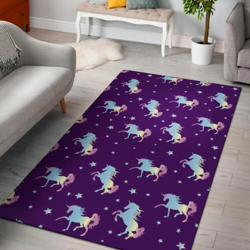 Pattern Print Unicorn Sillvela Area Rug