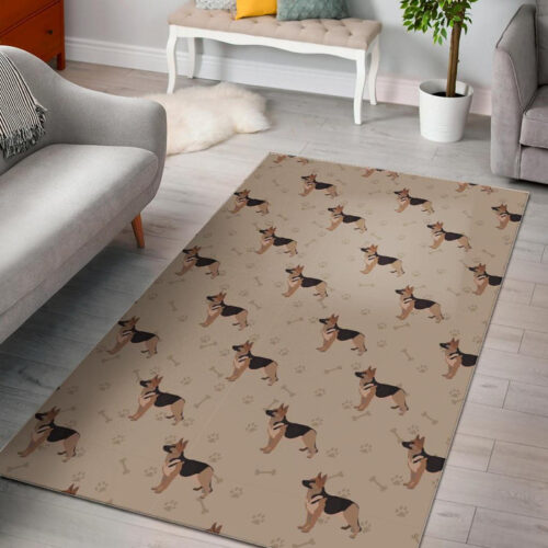 Paw German Shepherd Pattern Print Sillvela Area Rug