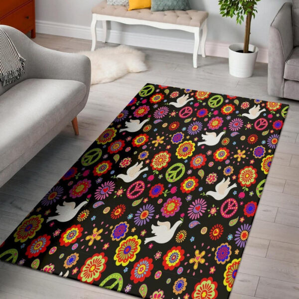 Peace Sign Hippie Sillvela Area Rug